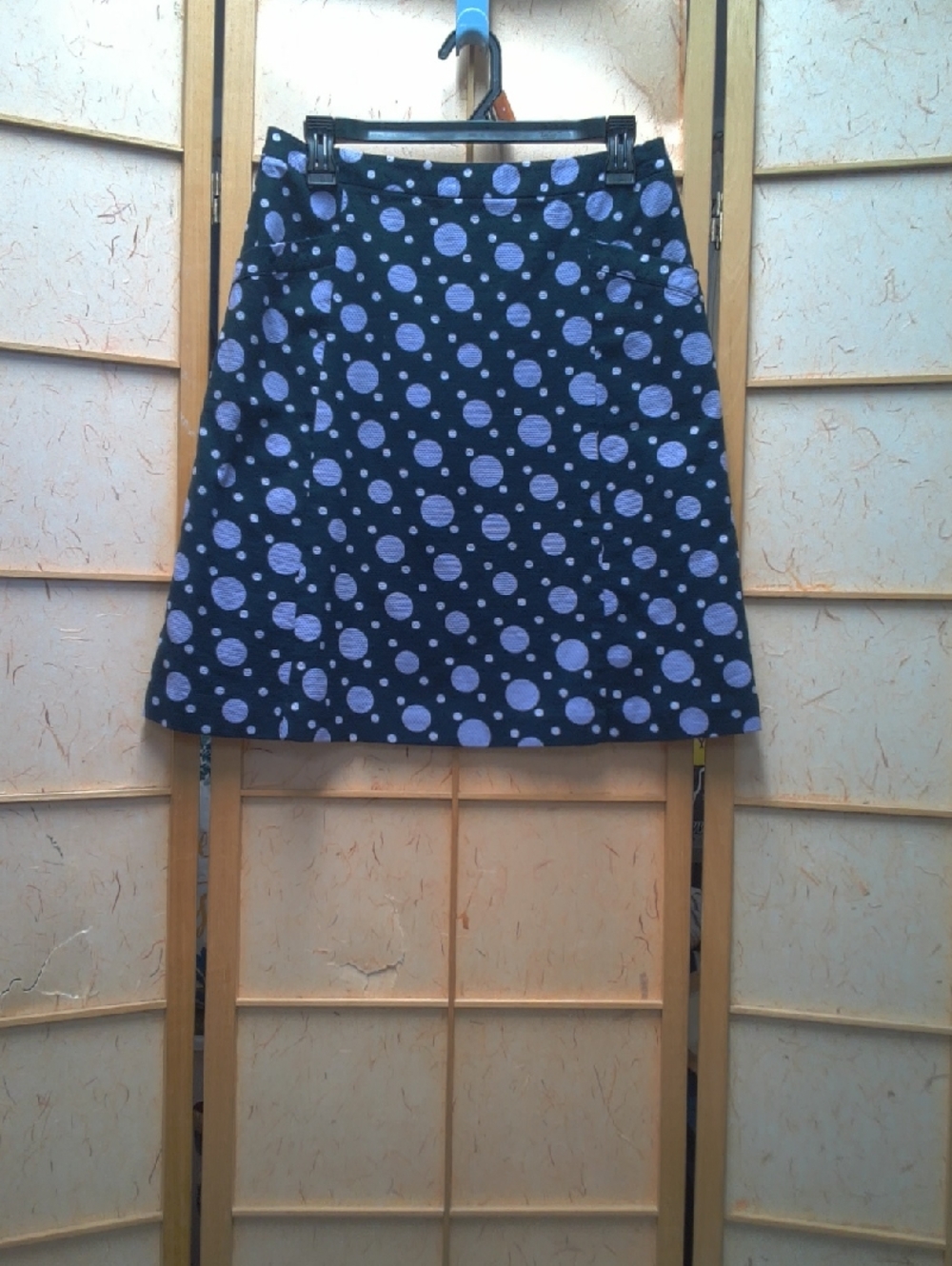 Inc Stretch International Concepts Black And Purple Polka Dot Skirt Size 6